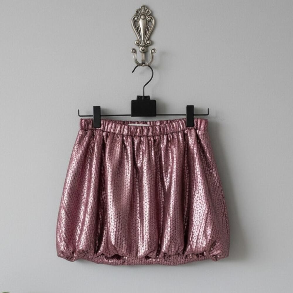 DKNY Girls Skirt Pink Sequin Lined Elastic Waist Balloon Style Medium